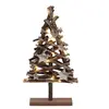 Image de Spetebo Arbre de Noël en bois, 15 LED, 37 x 20 x 6 cm, décoration de table pour fenêtre, arbre de Noël éclairé