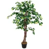 Image de Spetebo Plante artificielle, benjamina, dans un pot de fleurs, 115 cm, arbre décoratif d'intérieur, figuier bouleau, verte
