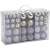 Image de Lot de 100 boules de Noël incassables - Gris - Boules de Noël en plastique avec suspension - 100 pièces - Pendentif pour sapin de Noël - Décoration de Noël à suspendre