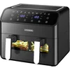Image de Friteuse à air chaud, 2 compartiments, 8 l, friteuse à air chaud, pour griller, déshydrater, friture automatique, sans huile, four à air chaud, 4 en 1, mini four