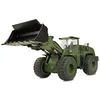 Image de Amewi 22534 G485E ME Militaire Chargeuse sur Roues 1:14 Partiel métal Son, lumière, gyrophare 10 canaux, avec raccord Rapide et Fourche à Palette, RTR Vert Olive