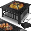 Image de KESSER® Foyer avec Grille et Pince à grillade brasero, 3 en 1 Foyer Multifonction pour Chauffage/Barbecue, Jardin terrasse, brasero en métal avec Housse de Protection tisonnier Pare-étincelles