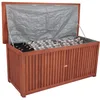 Image de Coffre de rangement de jardin en bois d'acacia naturel huilé   133 x 58 x 55 cm   Coffre de rangement en bois avec couvercle 236 l marron   Boîte de rangement rembourrée Coussin d'assise Boîte de