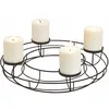 Image de Couronne de l'Avent en métal noir - Diamètre : 38 cm - Bougeoir avec 4 assiettes - Bougeoir sans mèche - Décoration de table moderne