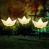 Image de Lot de 3 piquets de jardin solaires au design bateau en papier - Éclairage LED décoratif pour l'extérieur - Bateaux en plastique avec piquet de terre - Éclairage blanc chaud - avec 2 fonctions