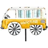 Image de DanDiBo 96104 Piquet de jardin en métal Bus voiture XL 160 cm Jaune/blanc Carillon éolien Décoration de jardin Mini van