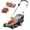 Image de FUXTEC Tondeuse à Gazon sans Fil 40V (2x20V) E2RM37 Set Batteries et Chargeur - Largeur De Coupe 37cm, Hauteur De Coupe Variable, Tondeuse à Gazon Batterie, sans Fil
