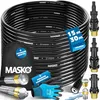Image de MASKO® Débouche canalisation premium Kit de débouchage 200 bars, sac 3 adaptateurs 2 buses + système rotatif inclus compatible avec le nettoyeur haute pression Kärcher k2-k7 LAVOR kit universel, 15m