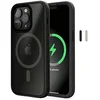 Image de WOODCESSORIES - Coque transparente écologique pour iPhone 14 Pro compatible avec MagSafe, coque transparente avec aimant, noir mat - Durable