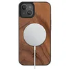 Image de Woodcessories - Coque Bumper magnétique pour iPhone 14 Plus Compatible avec MagSafe, Coque avec Aimant en Bois, Noix