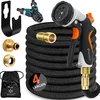 Image de KESSER® Premium Tuyau d'arrosage flexible | étendu |+ support mural | Tuyau d'eau flexible avec âme en latex triple épaisseur | flexible extensible | Raccords en laiton, 22.5 mètres, Noir