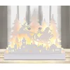 Image de Spetebo Silhouette de Père Noël en bois à LED - 30 cm - 12 LED - Décoration de table avec paysage de Noël - Décoration de table de l'Avent - Éclairage blanc chaud - Fonctionne avec piles