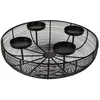 Image de Couronne de l'Avent en métal Noir - 37 cm - Couronne de l'Avent Support pour Bougies avec Fil de Fer Panier pour décorer pour Bougies à Tige et Bougies sphériques