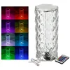 Image de Lampe LED tactile en cristal acrylique avec télécommande - 21 x 9 cm - Lampe de table au design diamant avec changement de couleur et fonction variateur d'intensité - Veilleuse multicolore - Cristal