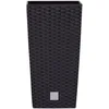 Image de Spetebo Colonne de plantation carrée avec aspect tressé, 62 x 32 cm, anthracite, pot de fleurs de jardin avec insert pour plante - Pot de fleurs - Résistant aux intempéries