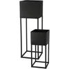 Image de Spetebo Lot de 2 Supports de Fleurs en Métal Noir pour l'Extérieur - 58/37 cm - Colonne de Plantes de Jardin Avec Pot Intégré - Tabouret Escalier pour Plantes