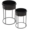 Image de Spetebo Lot de 2 supports de pots de fleurs en métal noir pour intérieur - 28 et 22 cm - Colonne de plantes avec cache-pot - Tabouret pour fleurs - Support pour plantes
