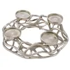 Image de Couronne de l'Avent en aluminium pour 4 bougies piliers - 28 cm - Couronne grillagée design avec assiettes à bougies - Bougeoir en métal - Décoration de table de Noël