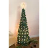 Image de Spetebo Sapin de Noël pop-up spiralé - 150 cm - Avec 120 LED et étoile - Vert - Sapin artificiel éclairé blanc chaud - Pour extérieur et intérieur - Éclairage de jardin avec prise