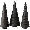 Image de Lot de 3 sapins de Noël décoratifs en bois de 15 cm à poser - Noir - Figurine de sapin de Noël en pin pour décoration hivernale - Décoration de table et de fenêtre - Décoration d'hiver