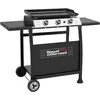 Image de Royal Gourmet Plancha Gaz sur Chariot, 3 Brûleurs Puissance 7.5 kW, Plaque Amovible de Surface Cuisson 62,0 x 35,5 cm, Avec 2 Tablettes et 2 Roues, Portable pour Jardin et l' Extérieur, Noir