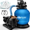 Image de tillvex® Système de Filtre à Sable 13 200L/h jusqu'à 40 000L + 1200g Boules Filtre | 7 Fonctions de Filtration & Adaptateur 2en1 Ø32-38mm | Filtre piscine avec indicateur de pression (Bleu)