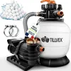 Image de tillvex® Système de Filtre à Sable 13 200L/h jusqu'à 40 000L + 1200g Boules Filtre | 7 Fonctions de Filtration & Adaptateur 2en1 Ø32-38mm | Filtre piscine avec indicateur de pression (Blanc/Orange)