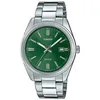 Image de Casio Montre Quartz Unisexe 39.00mm avec Cadran Vert analogique et Bracelet en Bracelet en Acier Argent MTP-1302PD-3AVEF