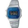 Image de Casio Montre Quartz Unisexe 38.60mm avec Cadran Bleu Digitale et Bracelet en Bracelet en Acier Argent A168WEM-2BEF