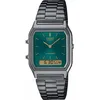 Image de Casio VINTAGE EDGY AQ-230EGG-3AEF Montre Unisexe | Cadran vert, bracelet en acier, chronomètre, alarme, double fuseau horaire, résistant à l'eau