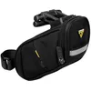 Image de Topeak Aero Wedge Pack DX Sacoche de Selle Noire 0,9 l en Polyester 600D avec Support QuickClick et Bandes réfléchissantes, Sac de vélo imperméable pour vélo de Route