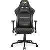 Image de COUGAR Armor One V2 Gold F Chaise de Jeu avec Surface en Tissu tissé, accoudoirs Pliables 4D, inclinable à 155°, réglage de la Hauteur par Piston, Support de Poids jusqu'à 120 kg, Noir et doré