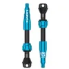 Image de Lezyne Paire de valves sans chambre à air CNC TLR Pro   44 mm en aluminium léger usiné CNC, Presta, joint anti-fuite, outil de noyau de valve à double fonction, bleu élégant