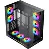 Image de XIGMATEK Pano II E-ATX Boîtier tour moyenne avec verre trempé incurvé monobloc, 8 ventilateurs ARGB de 120 mm et boîtier de télécommande PWM, support vertical pour GPU inclus (noir (EN48418))