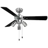 Image de AireRyder Ventilateur de plafond Cyrus avec éclairage et tirettes, 107 cm, finition chrome brillant, pâles réversibles noir / argent
