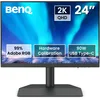 Image de Moniteur pour Photographe SW242Q BenQ 24 Pouces 2K 16:10 Compatible MacBook/Windows, 99% Adobe RGB, 98% P3, Étalonnage Matériel, USB-C 90 W, Certification Antireflet TUV, LUT 3D 16 Bits, HDR10