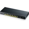 Image de Zyxel Commutateur PoE Gigabit 8 Ports | Smart Managed | Bureau / Montage Mural et Design sans Ventilateur | 8 Ports PoE+ avec Un Budget de 77 W et 2 Ports SFP | VLAN, IGMP, QoS [GS1900-10HP]