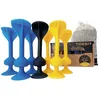 Image de TOSSIT Jeu Fléchette Ventouse, Pétanque Intérieur Extérieur pour Sol et Mur, Silicone Puissant et Durable, Starter Pack, Bleu Jaune