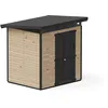 Image de Upyard Abri de Jardin Strongbox L - Robuste Cabane à Outils en Bois avec Fondations Imprégnées et Toit en Plastique Extra-Résistant, 203x163 cm, Marron