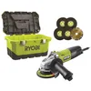 Image de Meuleuse d'angle RYOBI 800W 125mm - 1 disque diamant - 5 disques à ébarber - Toolbox RAG800-125TA6