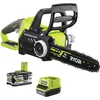 Image de Tronçonneuse RYOBI RCS18X3050F Brushless 18V One+ avec batterie 5.0 Ah, moteur sans charbon, 30 cm de chaîne, antivibration, idéale pour élagage et abattage.
