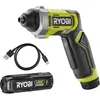 Image de RYOBI - Tournevis 4V USB Lithium RSD4-120T - Compact 5Nm - Idéal Montage Meubles en Kit, Vissage Informatique & Bricolage - Inclus Batterie 2,0Ah & Câble