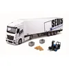 Image de Bburago - May Cheong Group - 1/43 Street Fire Camion avec remorque Mercedes Benz Actros Sedis Logistics + Chariot élévateur 4 Accessoires pour Enfant dès 3 Ans 31471, Aléatoires, (B18-31471)