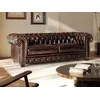 Image de Vente-unique - Canapé Chesterfield 3 Places Brenton 100% Cuir de Buffle - Marron Reflets châtains