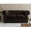 Image de Vente-unique - Canapé Chesterfield 2 Places Brenton 100% Cuir de Buffle - Marron Reflets châtains