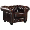 Image de Vente-unique - Fauteuil Chesterfield Brenton 100% Cuir de Buffle - Marron Reflets châtains