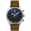 Image de Spinnaker Hull Chronographe Homme 42mm Montre Meca-Quartz avec Bracelet en Cuir véritable SP-5068, Fumee Black, Bracelet