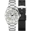 Image de Spinnaker Fleuss SP-5118 Montre automatique pour homme avec bracelet en acier inoxydable massif 43 mm, Blanc brillant