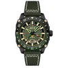 Image de AVI-8 Montre automatique Hawker Hunter Atlas GMT pour homme avec bracelet en cuir 44 mm AV-4122, Vert amazone, Atlas GMT Automatique