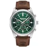 Image de Montre Homme Timberland Northbridge Double Fuseau Horaire Boîtier Acier Inoxydable 45 mm Cadran Vert Bracelet Cuir Marron Foncé Étanchéité 5 ATM